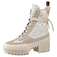 LOUIS VUITTON Laureate Ankle Boots Women's Beige