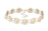DIOR White Pearl Embellished Pattern Waist Chains Women's Gold Width: 4CM