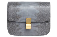 CELINE Classic Bo Lizard Skin Tofu Bag Shoulder Bag Crossbody Bag Medium Size Women's Medium Gray