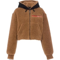 PRADA Velvet-feel Coat Women's Camel