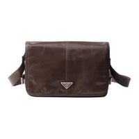 PRADA Leather Crossbody Bag Shoulder Bag Men's Cork Beige