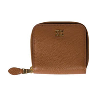 MIU MIU Cow Leather Wallet Unisex Brandy
