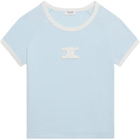 CELINE T Shirt Women's Aqua Colorful Blue