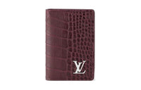 LOUIS VUITTON Crocodile Leather Wallet Men's Deep Red