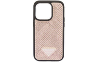 PRADA Leather Phone Case Satin Water Lily Pink Water Diamond Available For IPhone 14 Pro