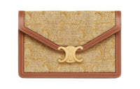 CELINE Fabric With Calfskin Wallet Women's Natural/Gold