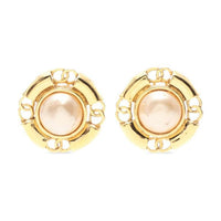 CHANEL 1990s CC embellished Faux pearl Clip on Earrings