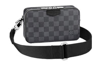 LOUIS VUITTON Cow Leather Handbag Clutch Men's Black