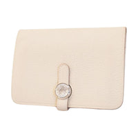 HERMES Dogon Togo Cow Leather Wallet Women's 10 Craie Milkshake White