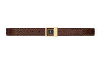 SAINT LAURENT Logo Emblem Smooth Buckle Leather Belts Women's Brown Width: 3cm