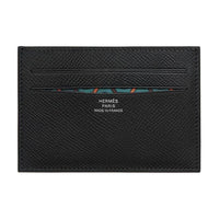 HERMES Citizen Twill Epsom Calfskin Card Holder Men's Black