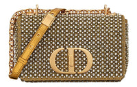 DIOR Caro Embroidered With Rhinestones One Shoulder Handbags Small Size Women's Gold