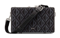 DIOR Lock Canvas Cow Leather Patchwork Messenger Bag Shoulder Bag Crossbody Bag Mini Men's Black