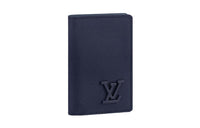 LOUIS VUITTON Pocket Organizer Cow Leather Wallet Men's Marine Blue