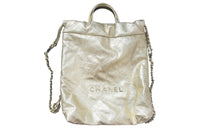 CHANEL Calfskin Backpack Small Size Women's Champagne Gold