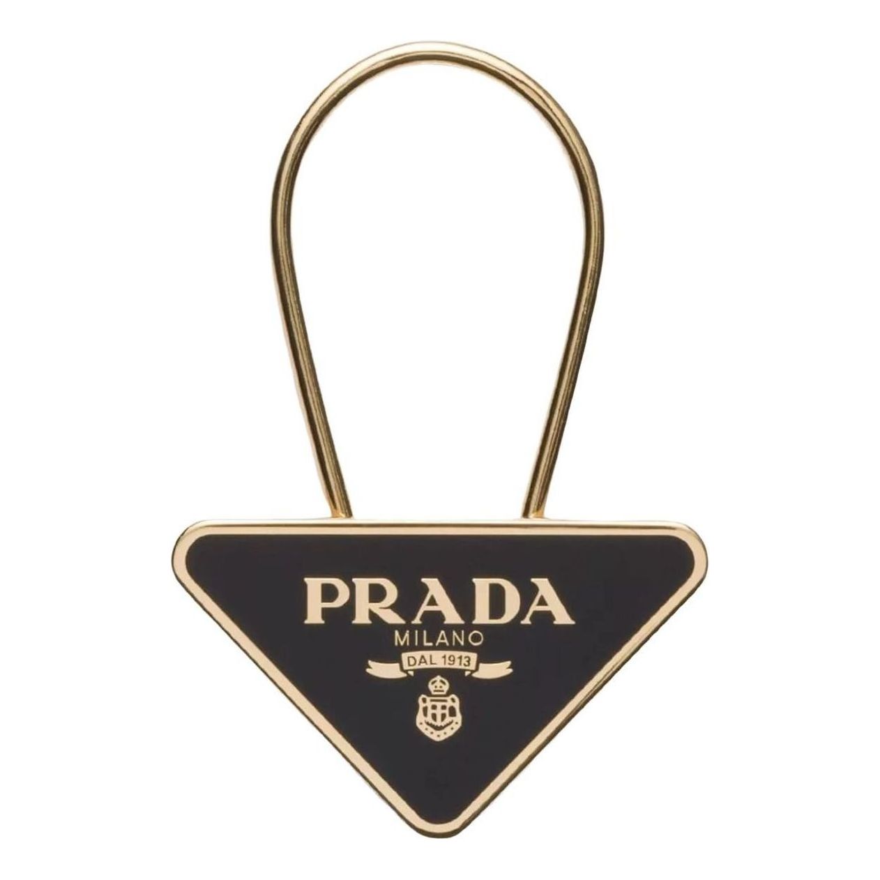 PRADA FW25 Lacquered Keyring 'Black Gold' 1PS063-66A-F019F