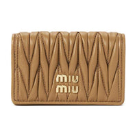 MIU MIU Matelassé Leather Card Holder Card Holder Regular Women's Caramel