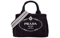 PRADA Canvas One Shoulder Crossbody Canvas Bag, Handbag Women's Black
