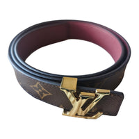 LOUIS VUITTON Leather Leather Belts Women's Brown/Red -