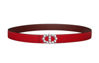 HERMES Maillon Bubble Bubble Buckle Smooth Buckle Calfskin Leather Belts Women's Red