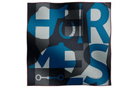 HERMES Silk Scarves Men's Dark Blue