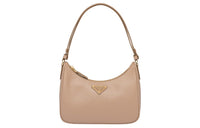 PRADA Leather Handbag Shoulder Bag Women's Beige
