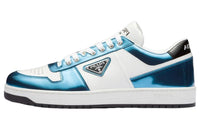 PRADA Downtown Low Top Sneakers Leather White Metallic Blue