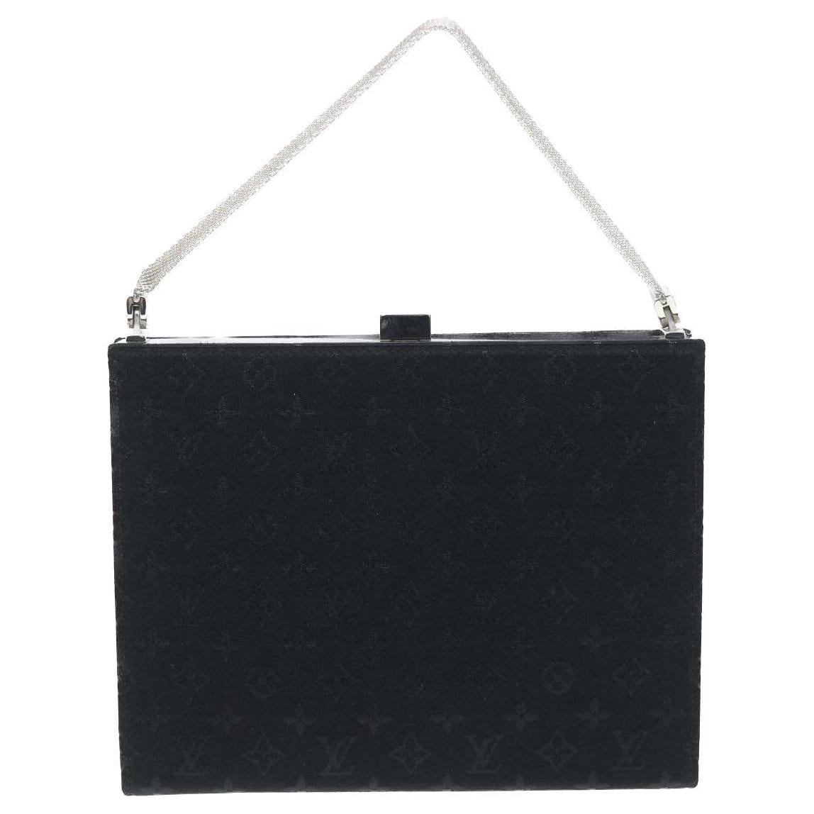 LOUIS VUITTON Satin Handbag Medium Size Women's Black