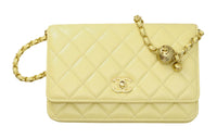 CHANEL WOC Smooth Lambskin Shoulder Bag Crossbody Bag Mini Women's Light Yellow