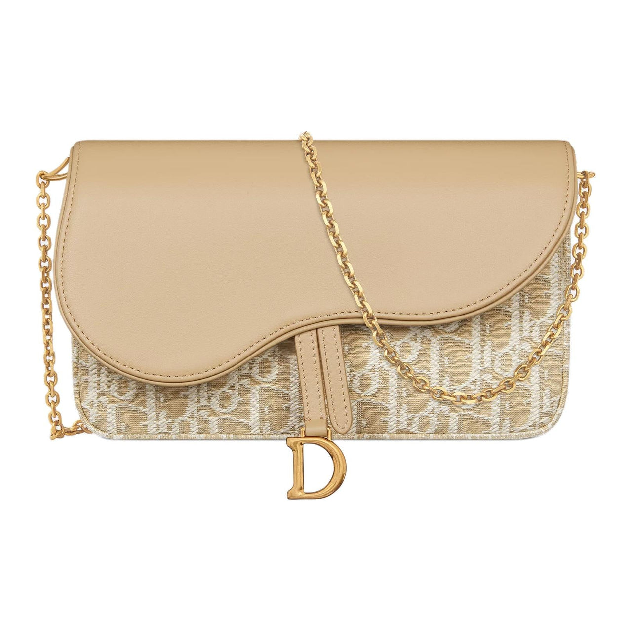 DIOR Cotton With Cow Leather Patchwork Shoulder Bag Medium Size Women's Natural