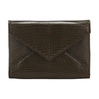 SAINT LAURENT Crocodile Leather Card Holder Women's Deep Sea Algae Color