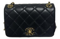 CHANEL Sheepskin Shoulder Bag Crossbody Bag Mini Women's Black