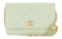 CHANEL WOC Smooth Lambskin Shoulder Bag Crossbody Bag Women's Mint Green
