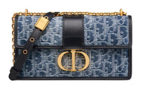 DIOR 30 Montaigne Toile Jacquard Denim Shoulder Bag, Crossbody Bag Women's Blue