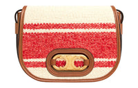 CELINE Triomphe Fabric With Cow Leather Crossbody Bag, Shoulder Bag Women's Red & Tawny