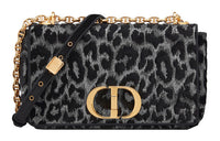 DIOR Velour Chain Shoulder Bag, Crossbody Bag Medium Size Women's Gray