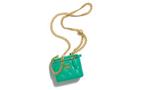 CHANEL Cow Leather Square Box Bag Handheld Shoulder Bag Crossbody Bag Small Size Women's Green