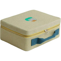 HERMES Canvas Handheld Storage Bag Women's Green & Yellow