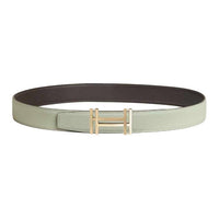 HERMES Calfskin Leather Belts Men's Green Width: 3.2CM