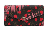 LOUIS VUITTON Coated Canvas Wallet Unisex Coffee/Red