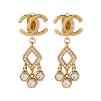 CHANEL 1980s Cc Clip on Dangle Earrings