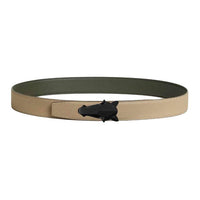 HERMES Calfskin Leather Belts Unisex Gray Green/Light Yellow Width 3.2cm
