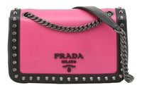 PRADA Leather Shoulder Bag, Crossbody Bag Regular Women's Fuchsia Black