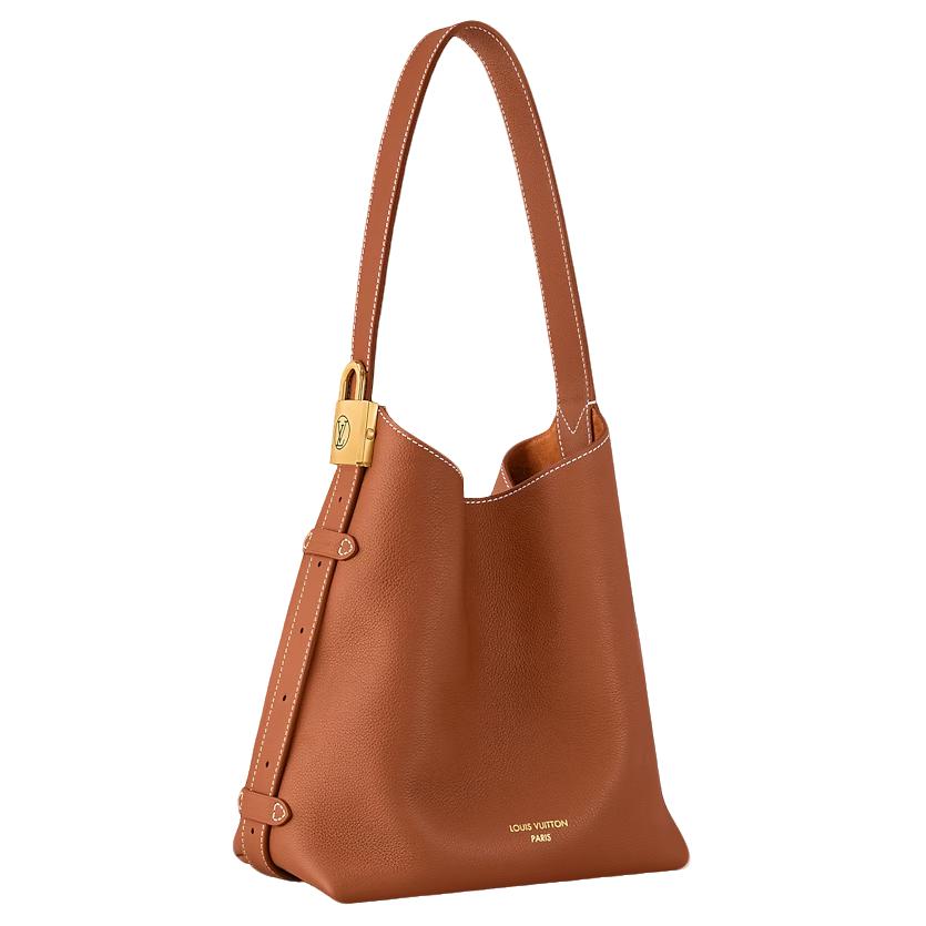 LOUIS VUITTON Low Key Hobo Calfskin Hobo Bag, Handbag, Shoulder Bag Small Size Women's Cognac