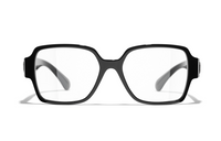 CHANEL Plate Frame Square Eyeglass Frames Unisex Black