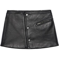 PRADA Leather Short Skirts Women's Black