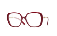 CHANEL Metal Acetate Irregular Shape Eyeglass Frames Unisex Red