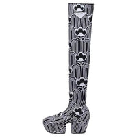 PRADA Knee-high Boots Women's Black White