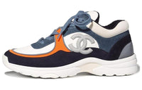 CHANEL Low Top Trainer Cc White Navy Women's