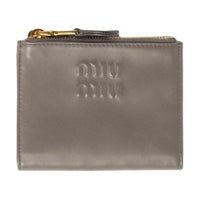 MIU MIU Leather Wallet Small Size Women's Gray